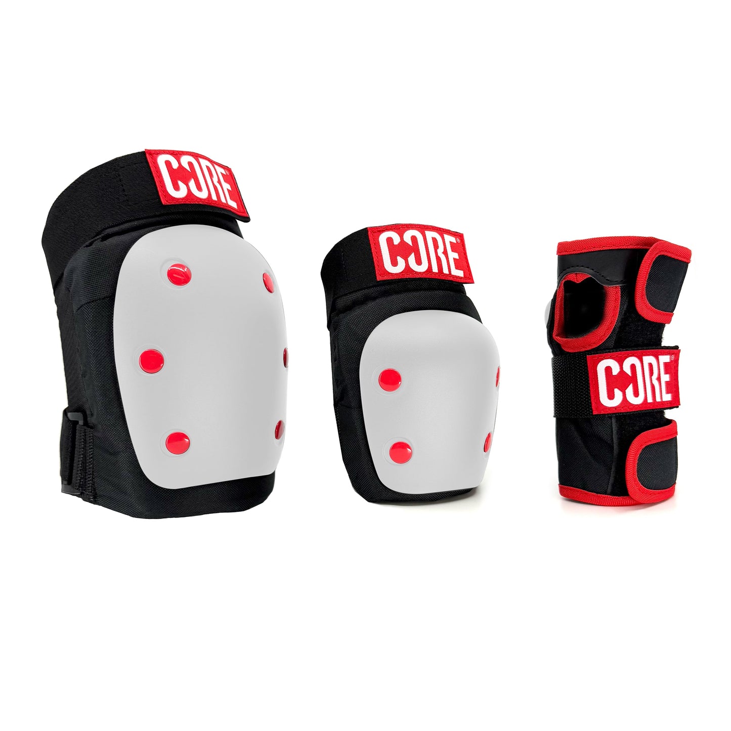 CORE kit de protections skate blanc genouillères coudières protège-poignets