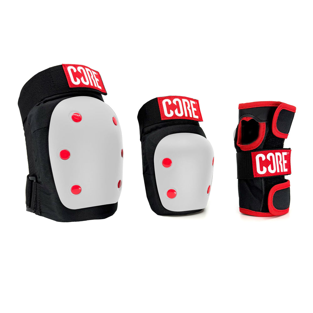 CORE White Skate Protection Kit Knee Pads Elbow Pads Wrist Guards — vue 1