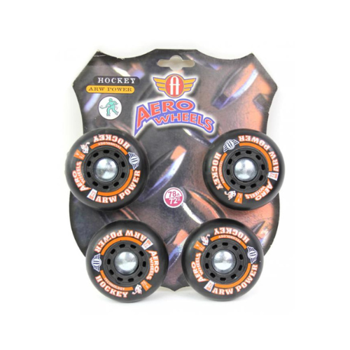 Aerowheeels hockey Roues rollers Arw Power 72mm 78A noire pack 4