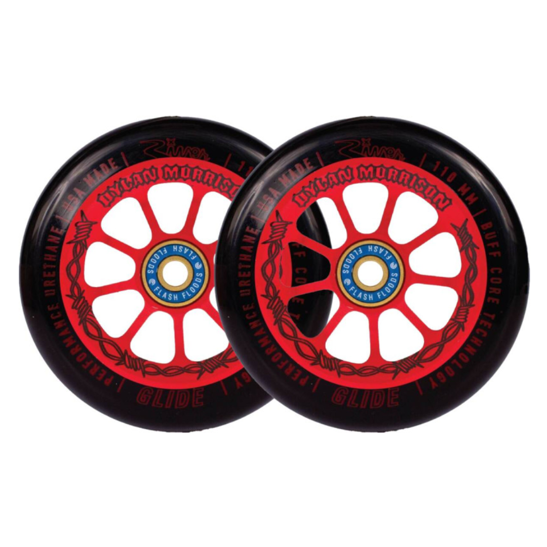 River roue Glide Signature Dylan Morisson noire et rouge 110mm trottinette freestyle x2