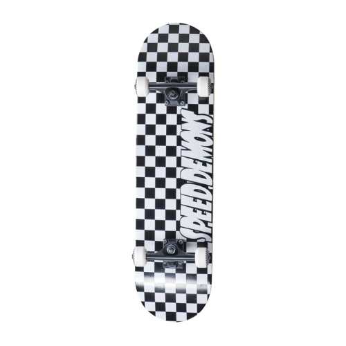 Speed Demons Checkers Complete Skateboard 7.5" - Black/White