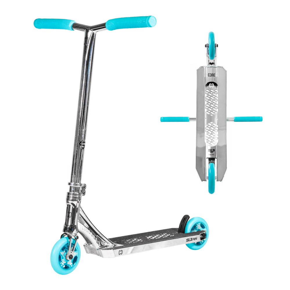 CORE SL3 MINI CHROME AND TEAL STUNT SCOOTER — vue 1