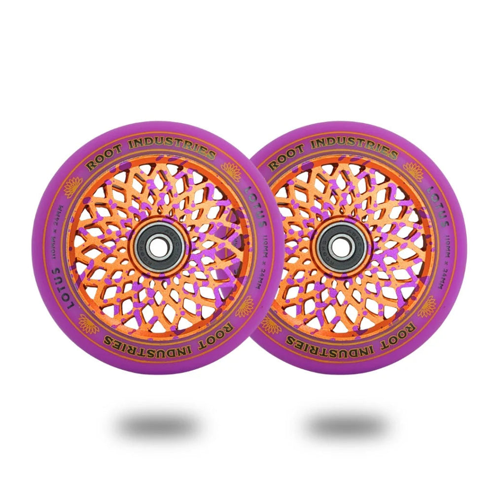 Roues Root Industries Lotus 110 mm Violet et Orange – Trottinette freestyle PACK DE 2 — vue 1