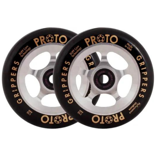 PROTO roue Grippers Noir et chrome 110mm trottinette freestyle x2 paire