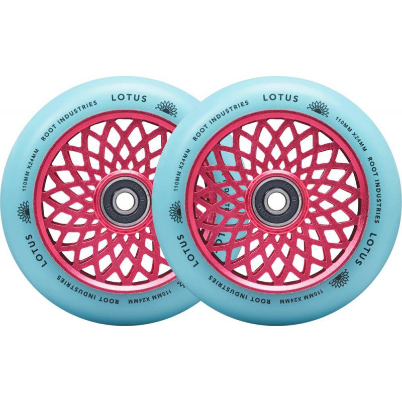 Root industrie roue lotus rose et bleu 110mm trottinette freestyle x2