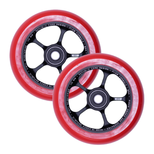 Black and Red Vinyl Wheels 110mm — vue 1