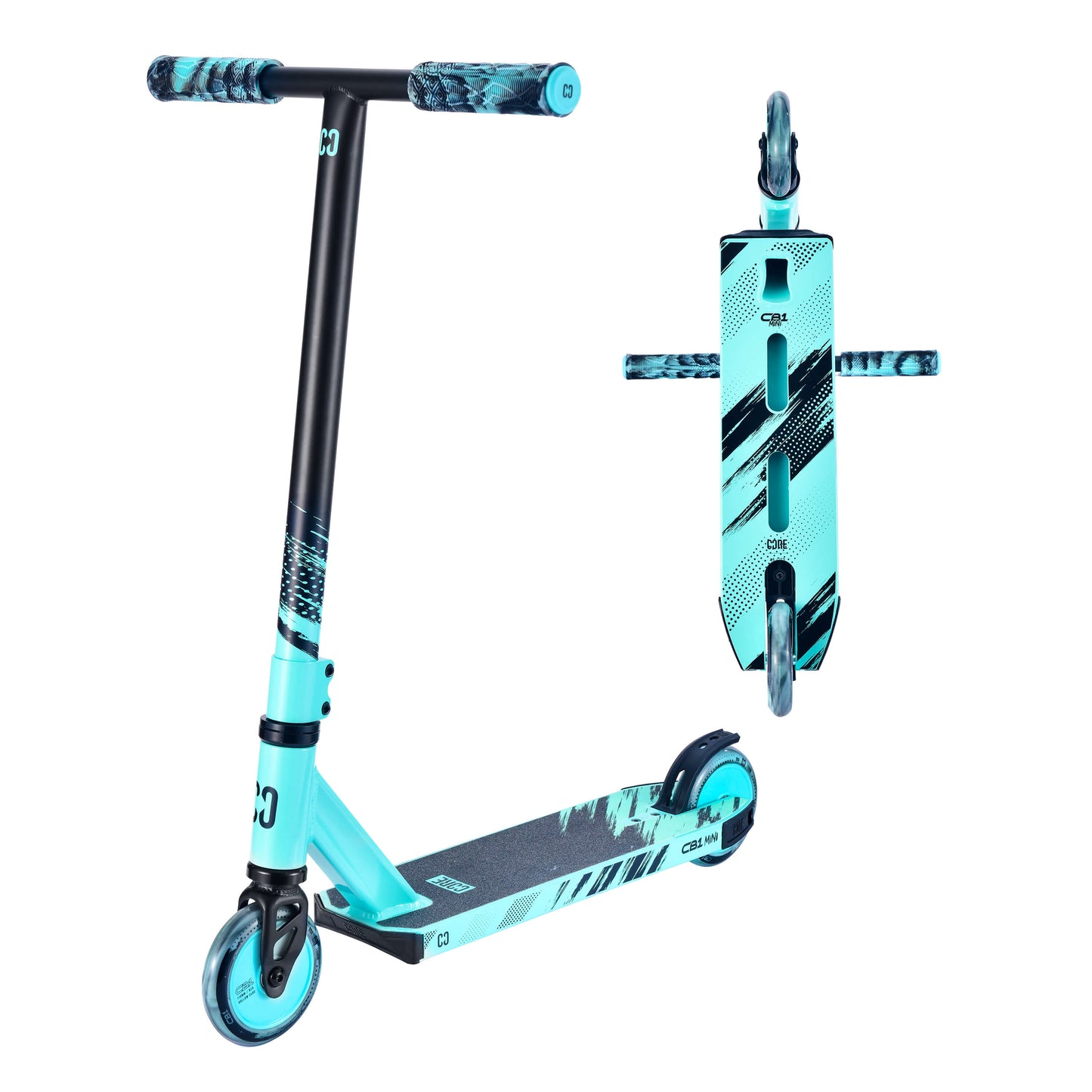 CORE CB1 Mini Trottinette Freestyle Enfant Noir et Bleu-vert