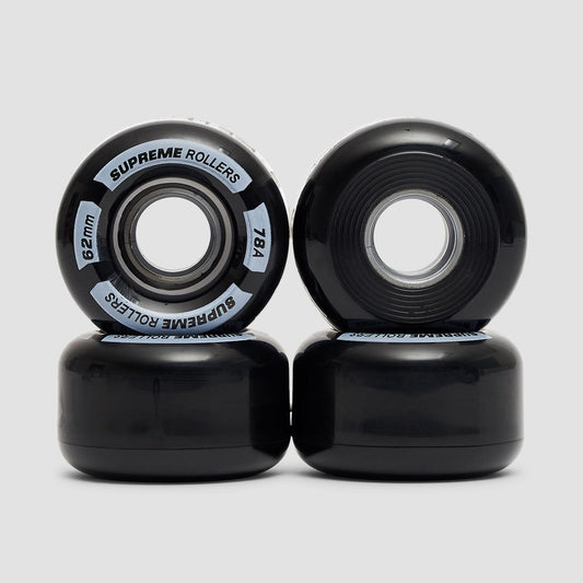 Roues quad Supreme Rollers 62mm noires pack de 4
