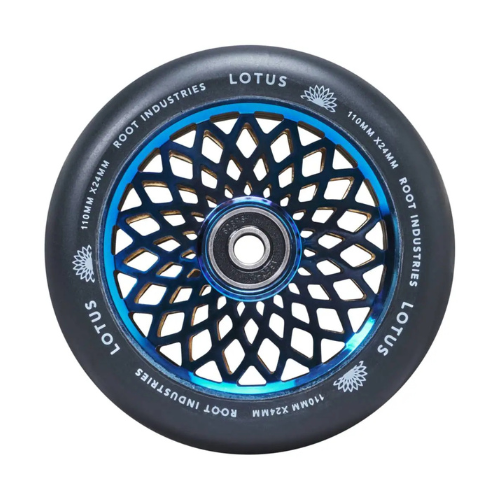 Root industrie roue lotus noir et bleu 110mm trottinette freestyle x2