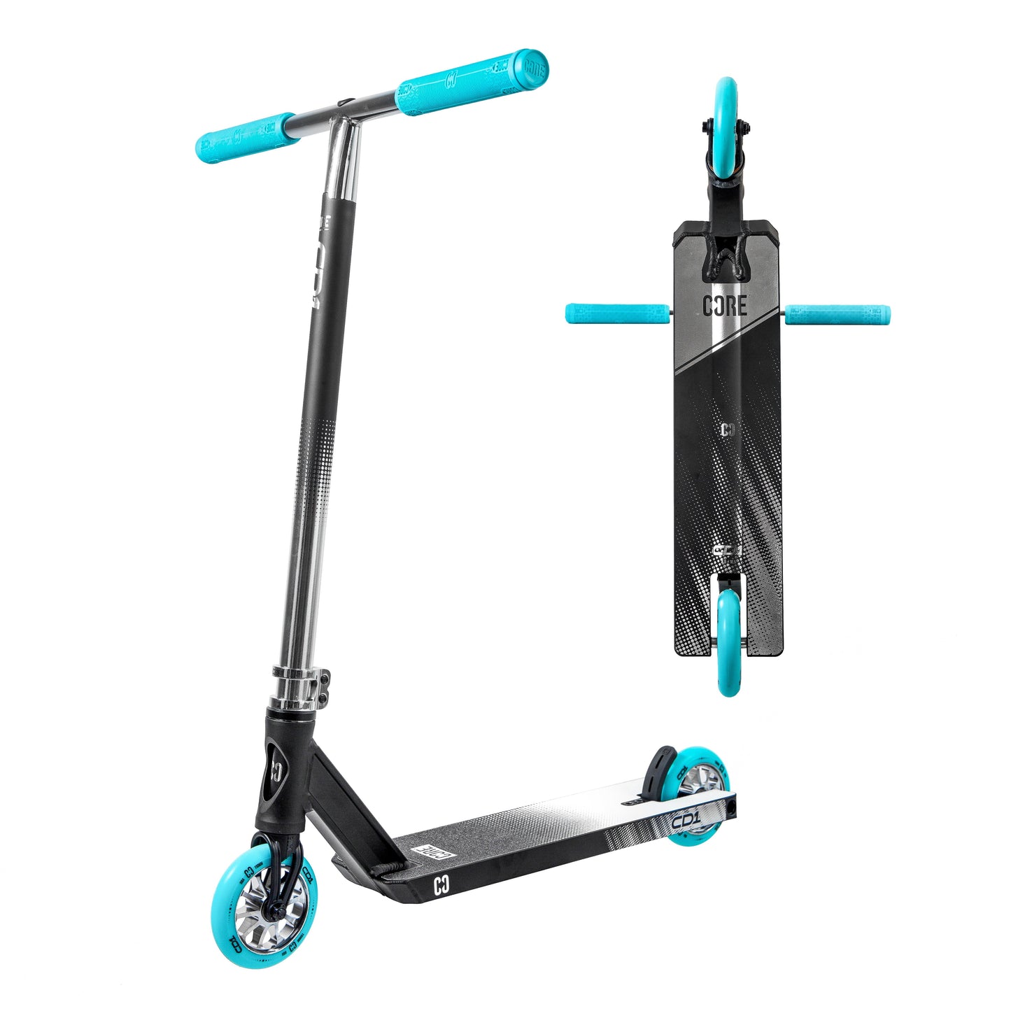 CORE CD1 Trottinette Freestyle Complète Chrome et Bleu-vert