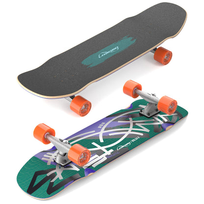 Loaded Bolsa II Jazz surfskate complet Carver CX, vue dessus et dessous