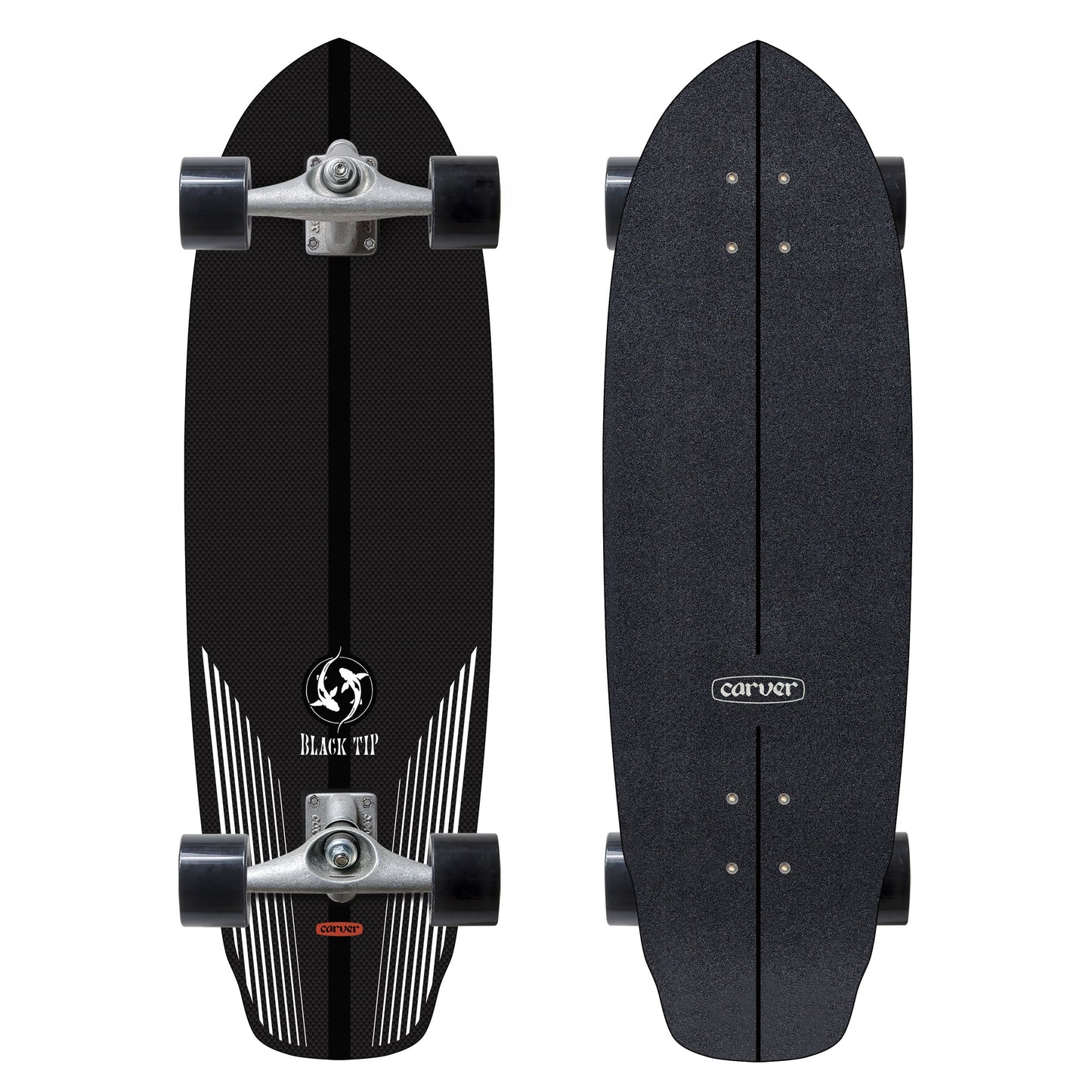 Carver Surfskate Black Tip Carbon Fiber 32.5 pouces