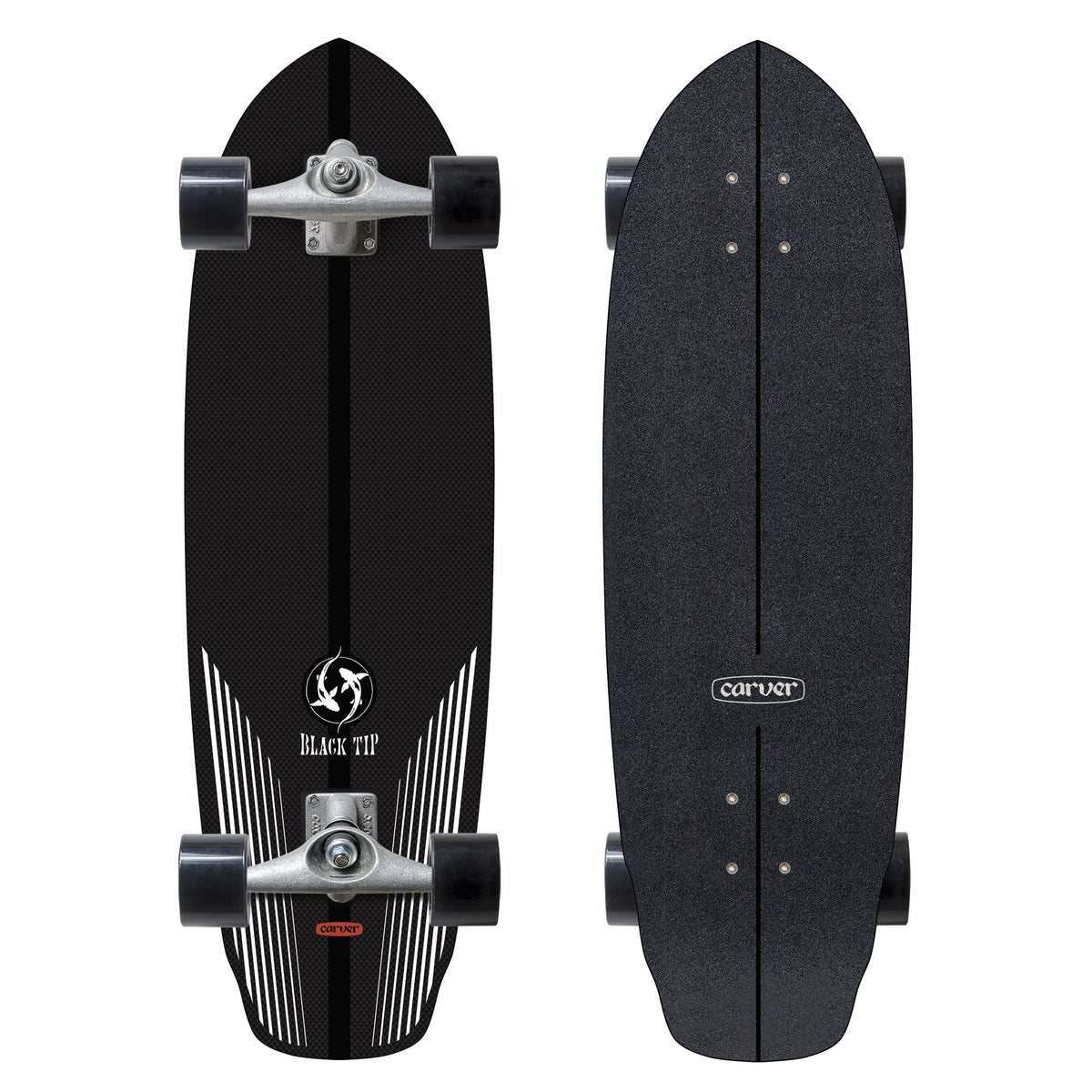 Carver Surfskate Black Tip Carbon Fiber 32.5 pouces
