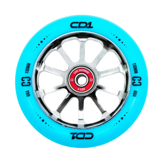 CORE CD1 Roue Trottinette Freestyle Bleu et Chrome 110mm