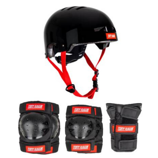 Kit de protection casque genouillère coudière Tony Hawk Noir