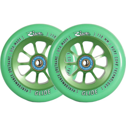 River Wheel Naturals Glide Green 110mm Freestyle Scooter Wheels x2