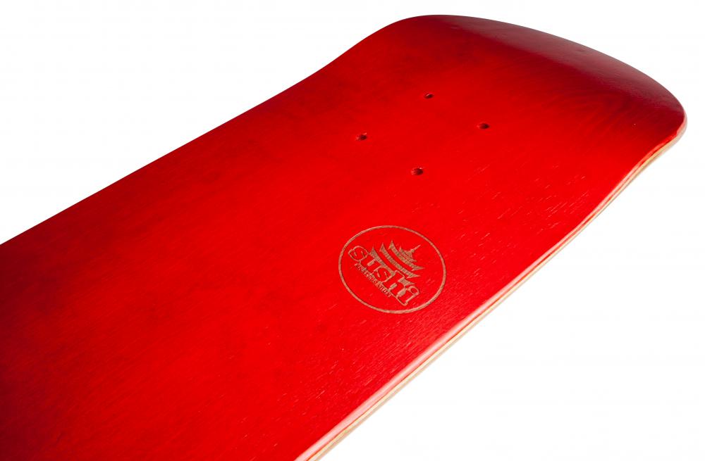 Planche de skateboard Sushi Pagoda Stamp rouge 7.875″ – vue de profil