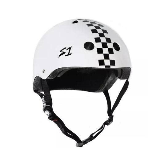 S-ONE S1 Mega Lifer Helmet White with checkerboard