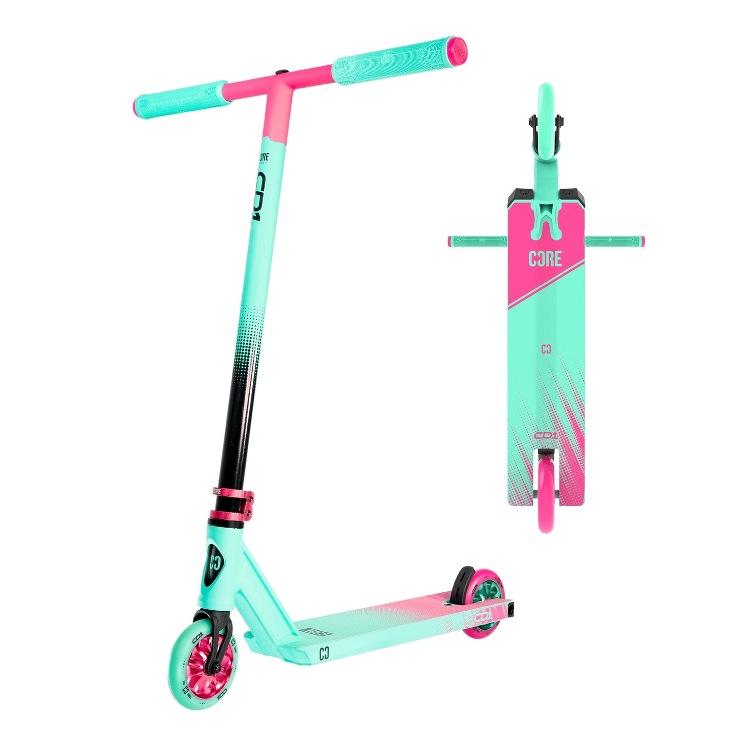 CORE CD1 Trottinette Freestyle Complète Bleu-vert et Rose