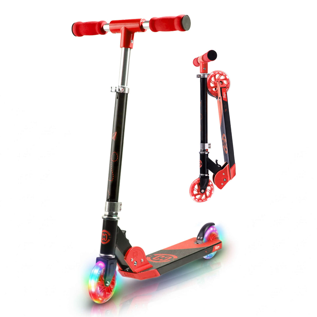 CORE Foldy trottinette enfant pliable rouge roues LED