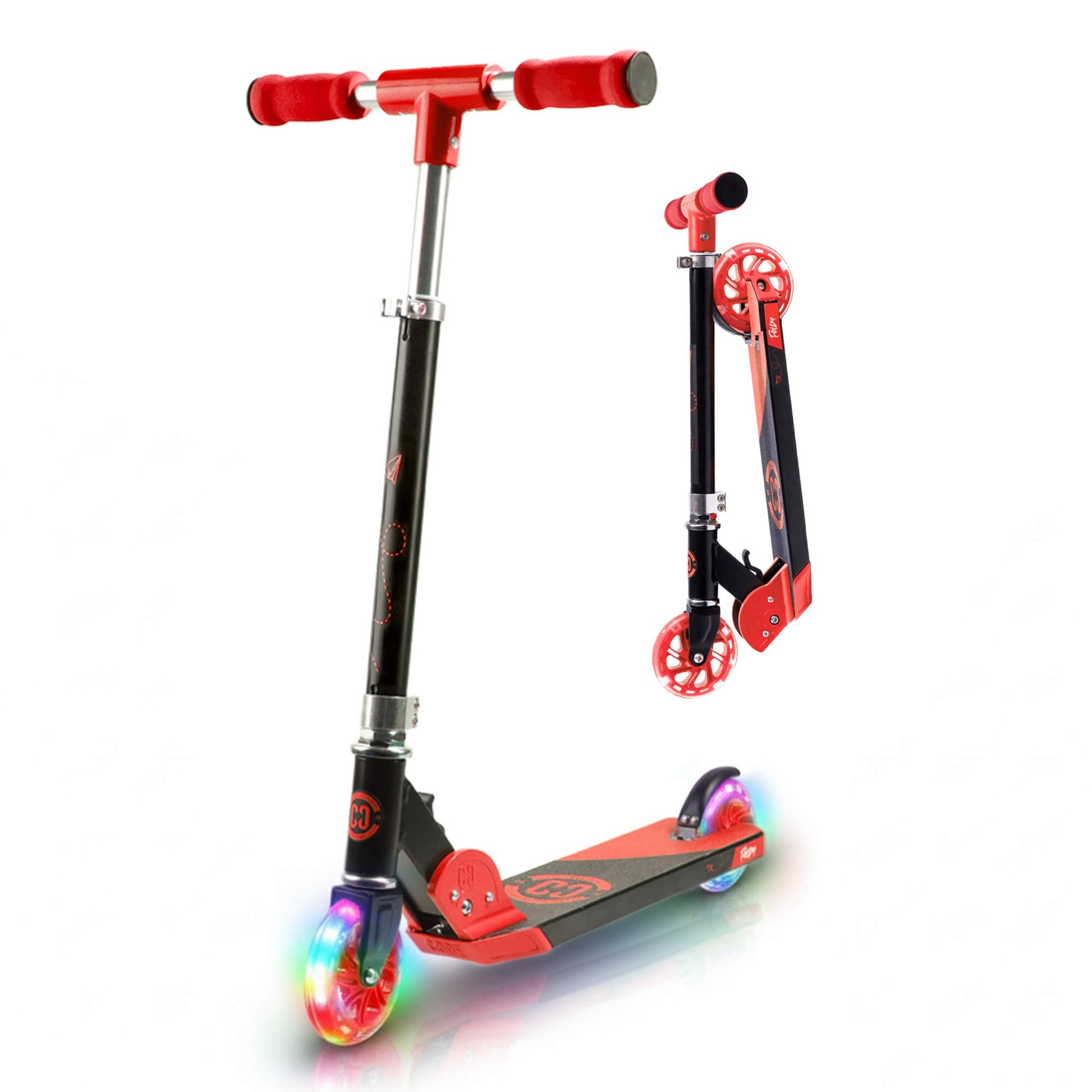 CORE Foldy trottinette enfant pliable rouge roues LED