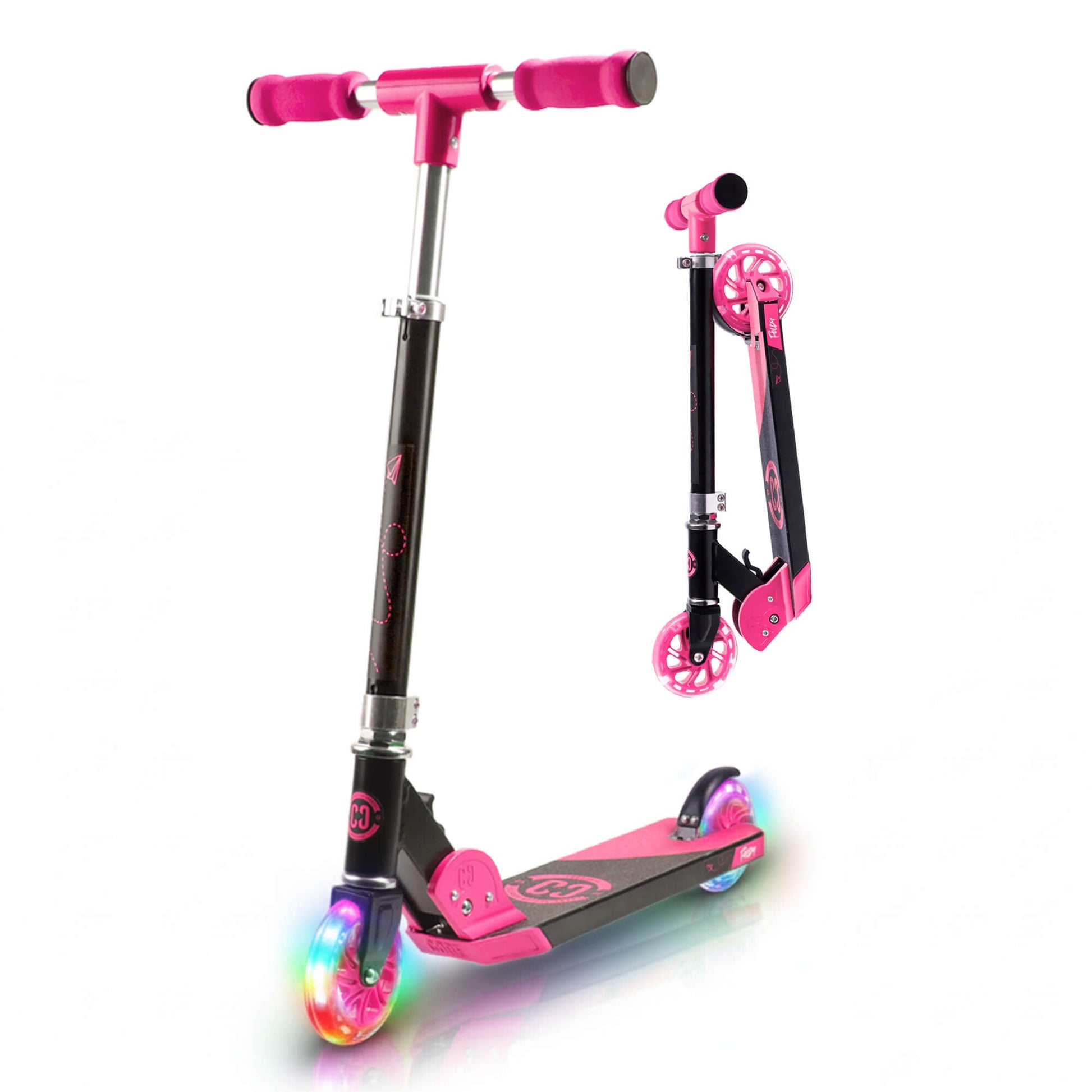 CORE Foldy trottinette enfant pliable rose roues LED