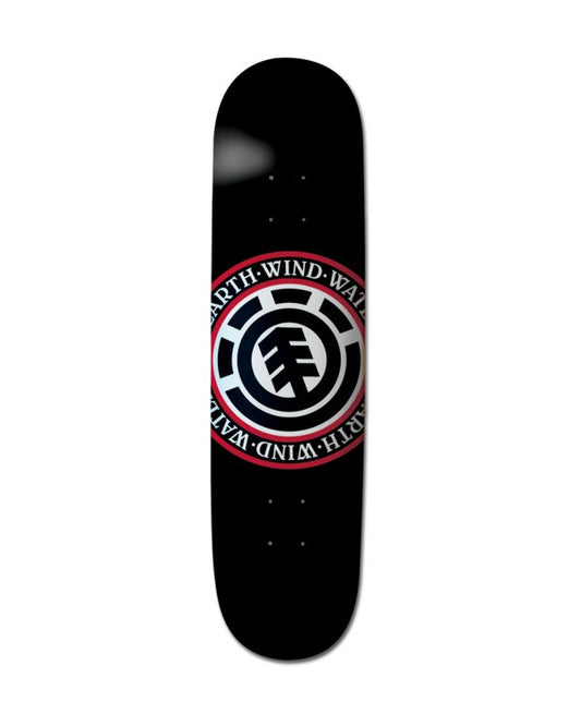 Planche de skateboard Element Seal 8 pouces noire, logo rouge et blanc