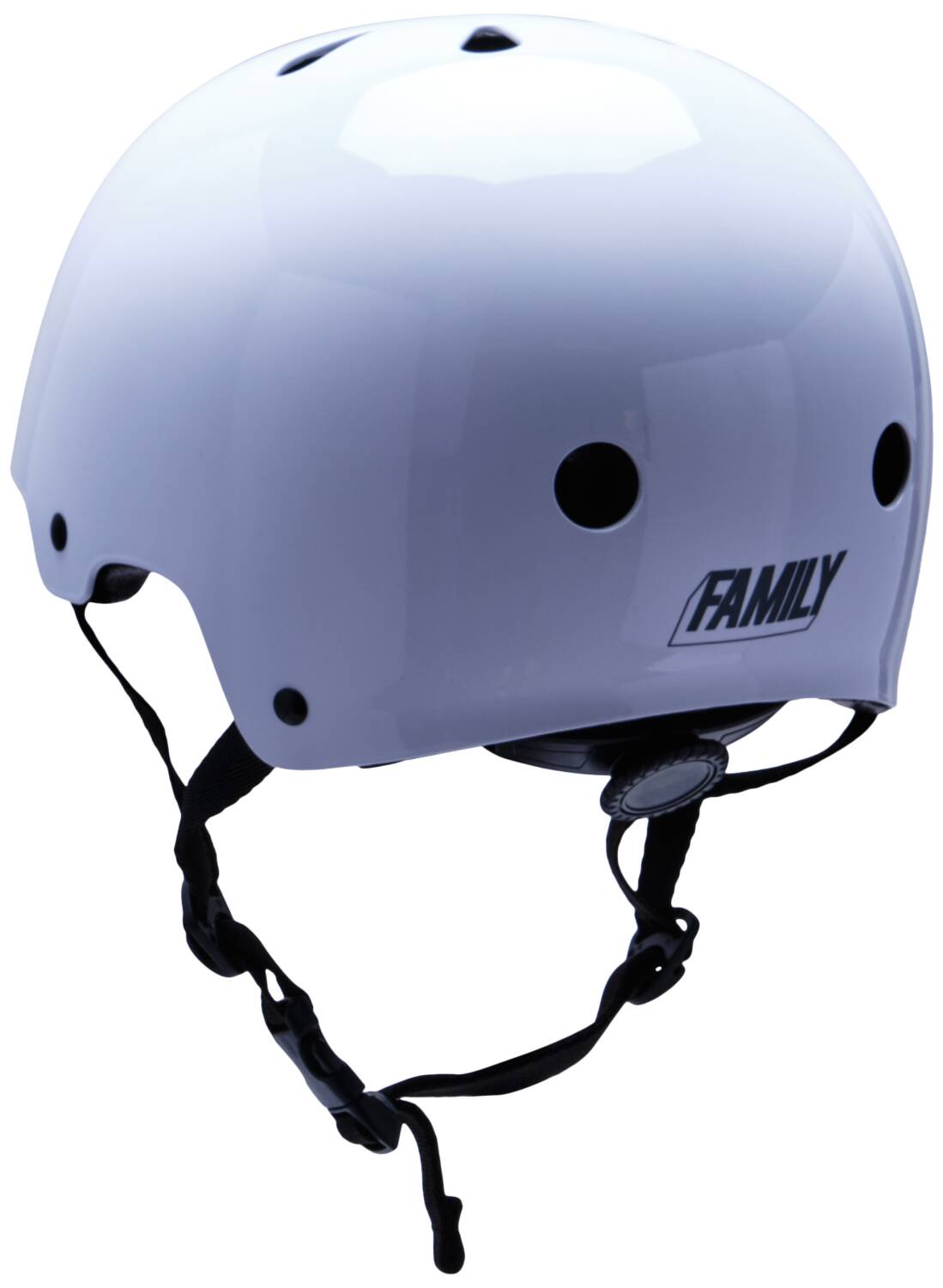 Family adjustable glossy white skate helmet