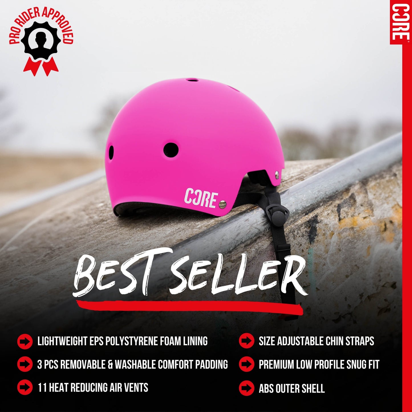 CORE Action Sport Casque Bright Pink