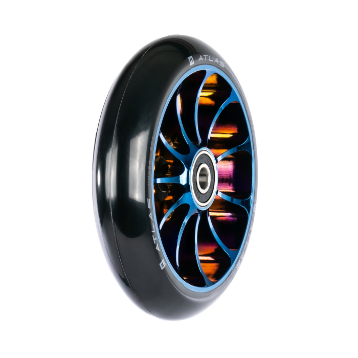 Ethic dtc roue Atlas bleu chrome trottinette freestyle