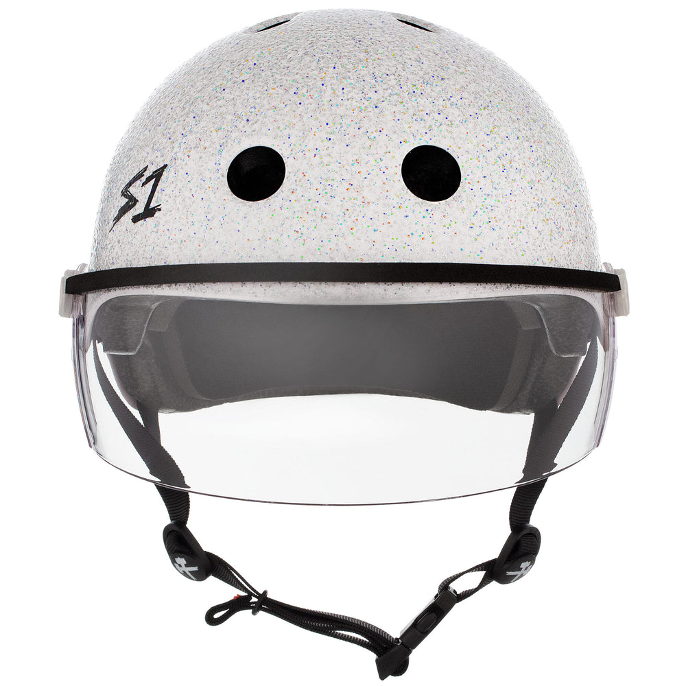 
Casque S-One Lifer Visor Blanc Pailleté – Skate, trottinette, roller — vue 2