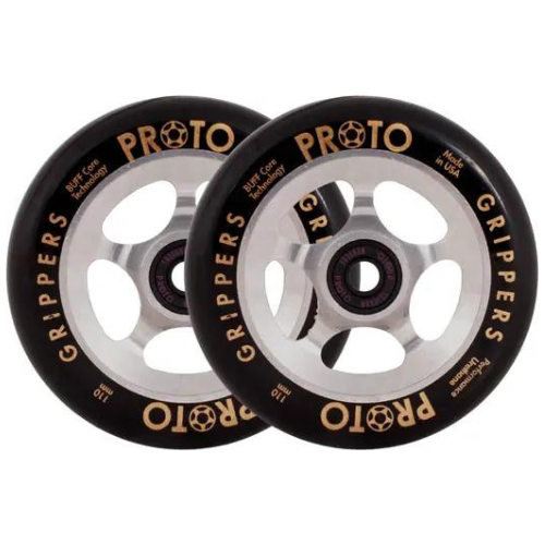 PROTO roue Grippers Noir et chrome 110mm trottinette freestyle x2 paire — vue 1