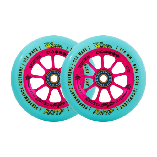 River roue Rapid Signature Brian Noyes bleu rose 110mm trottinette freestyle x2