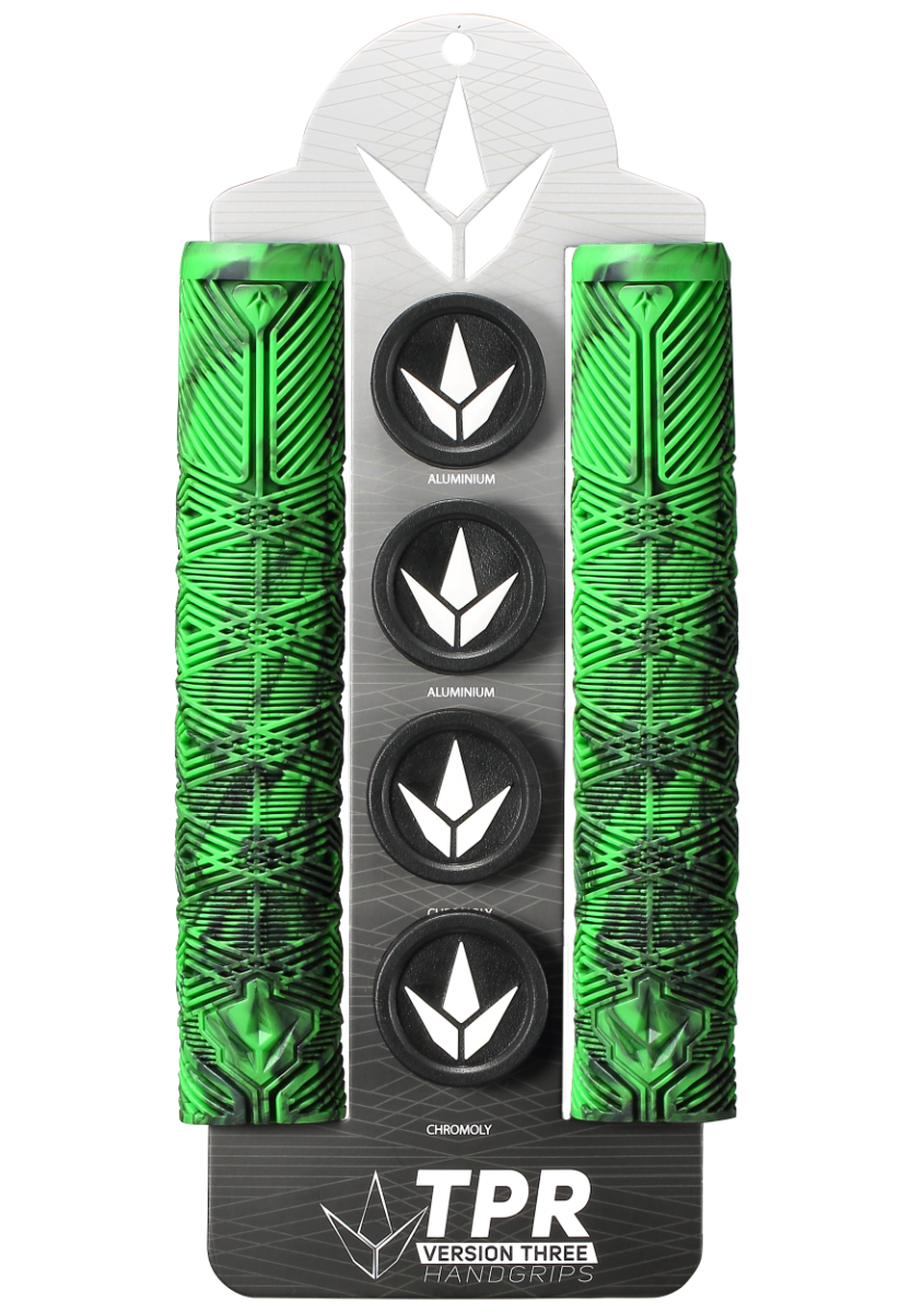 Poignées Blunt V3 Vert et Noir - emballage et jeux de bar ends inclus