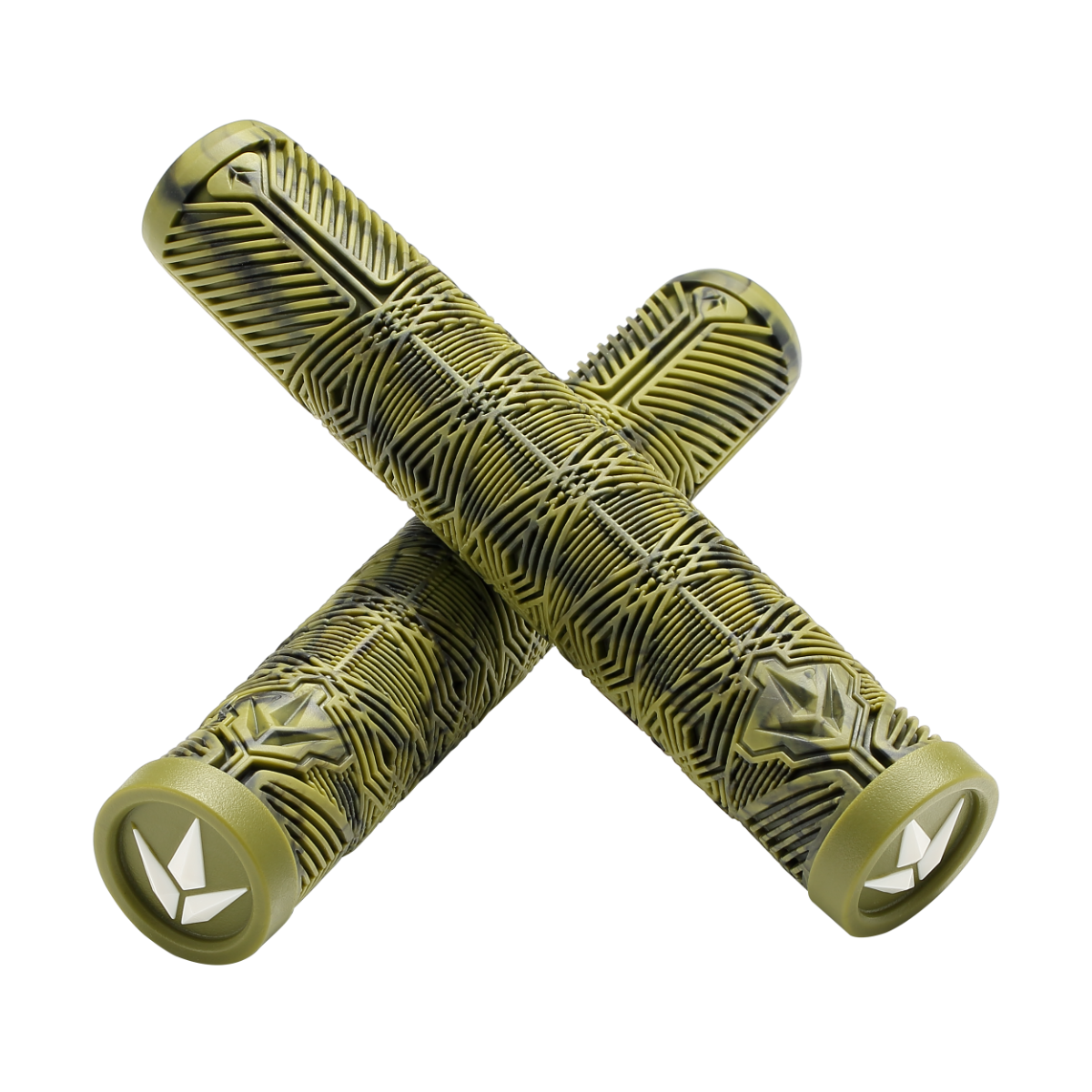 Poignées Blunt V3 Olive et Noir - paire croisée, gomme TPR 160 mm