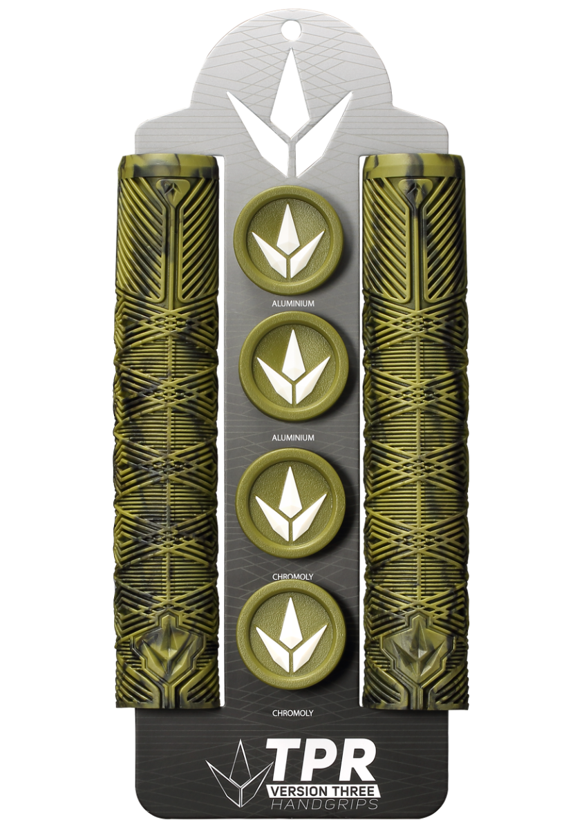 Poignées Blunt V3 Olive et Noir - emballage et jeux de bar ends inclus