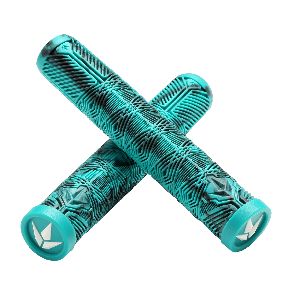 Poignées Blunt V3 Turquoise et Noir - paire croisée, gomme TPR 160 mm