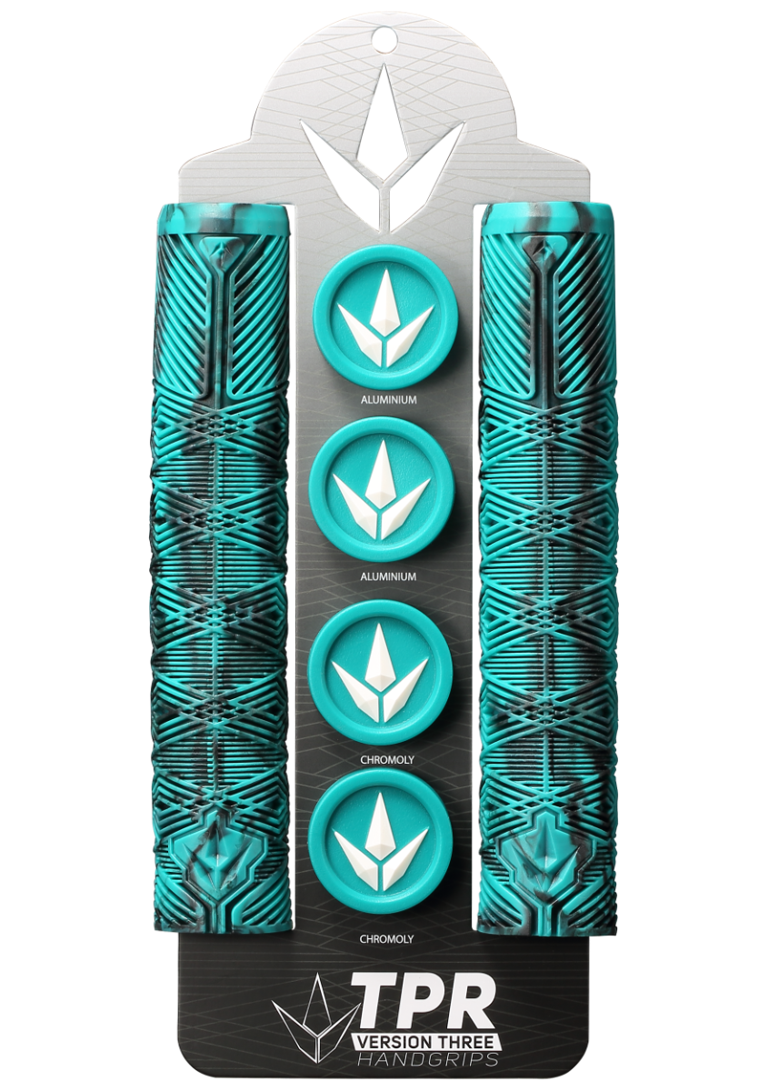 Poignées Blunt V3 Turquoise et Noir - emballage et jeux de bar ends inclus