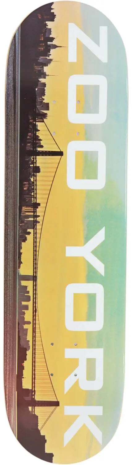 Planche de skateboard Zoo York City OG Bridge – pont et skyline de New York au coucher du soleil