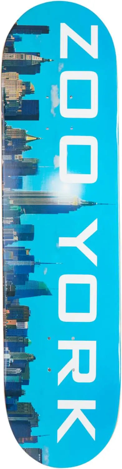 Planche de skateboard Zoo York City Big City Flare – skyline de New York sur fond bleu
